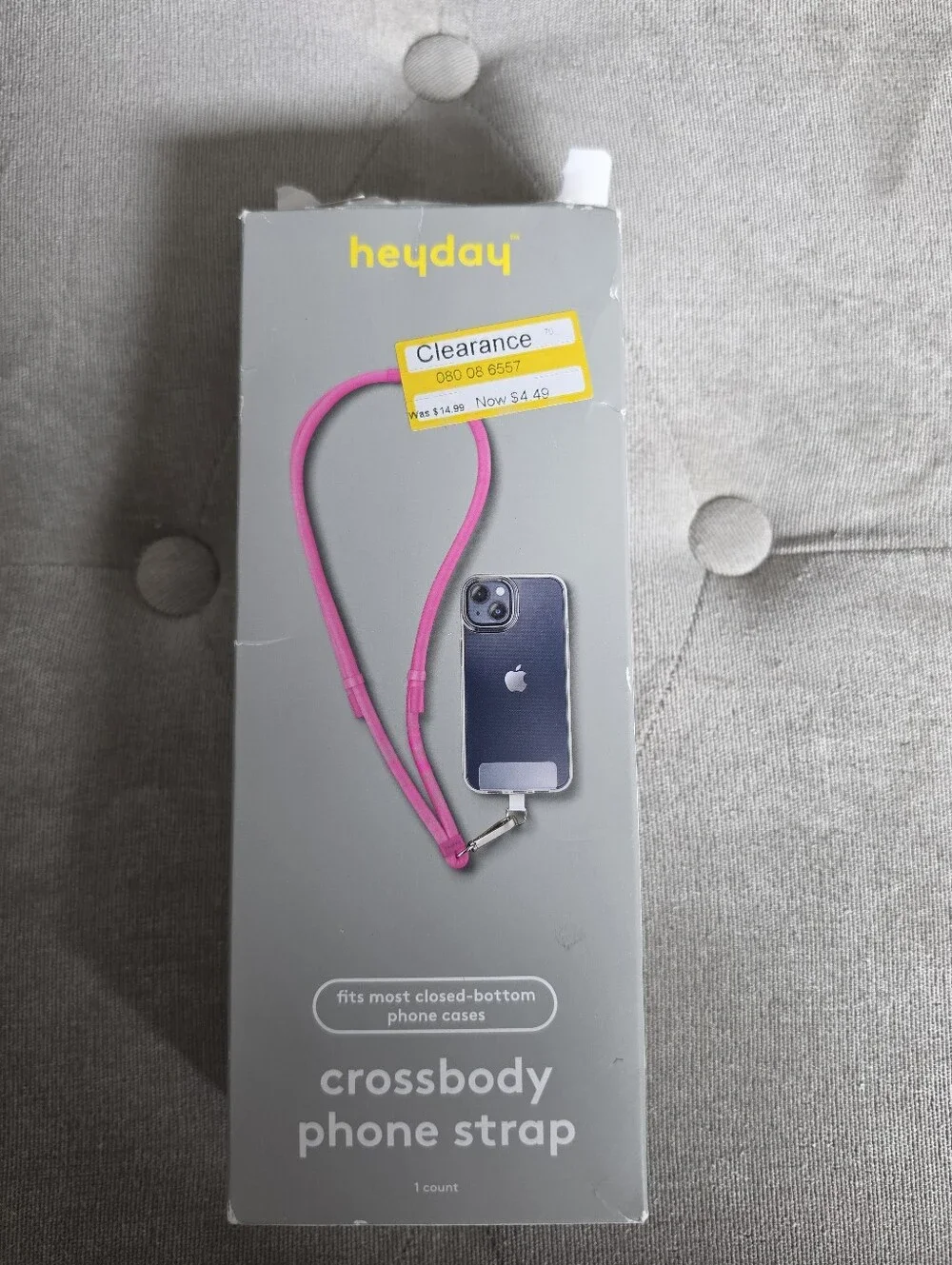 heyday Pink Crossbody Phone Strap with Case Clip